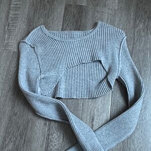 Double Zero Heather Gray Ribbed Crop Top SLOUCH